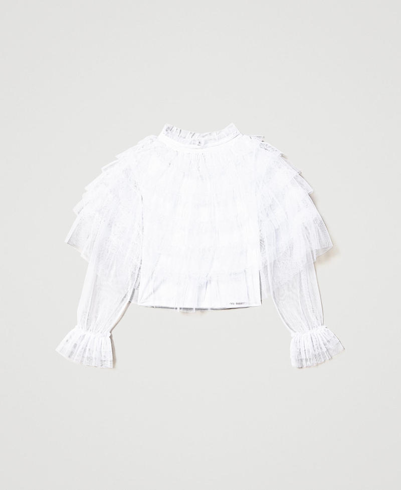 Bluse mit T&uuml;llvolants