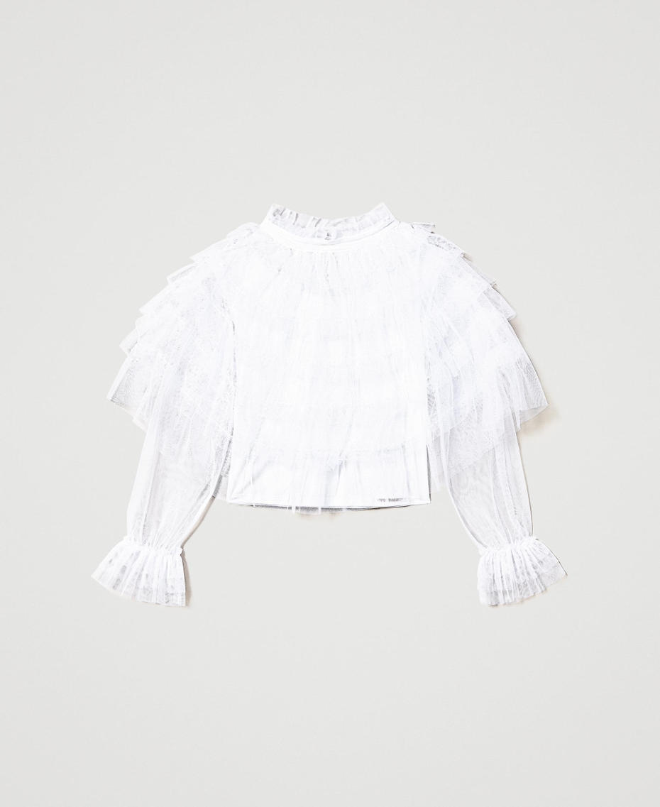 Bluse mit T&uuml;llvolants