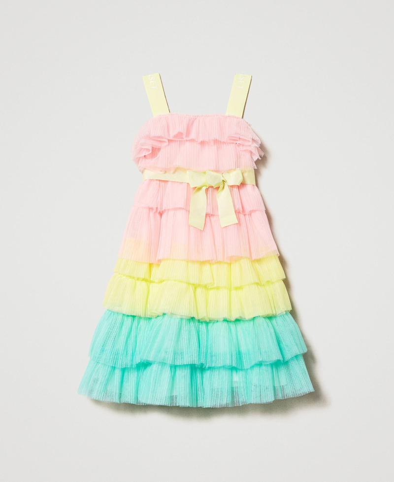 Short pleated glitter tulle dress