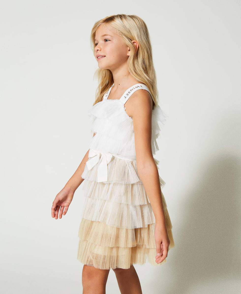 スーパーセール 50％（福袋 pleated Short glitter Milano TWINSET | Beige Girl, dress tulle Mサイズ