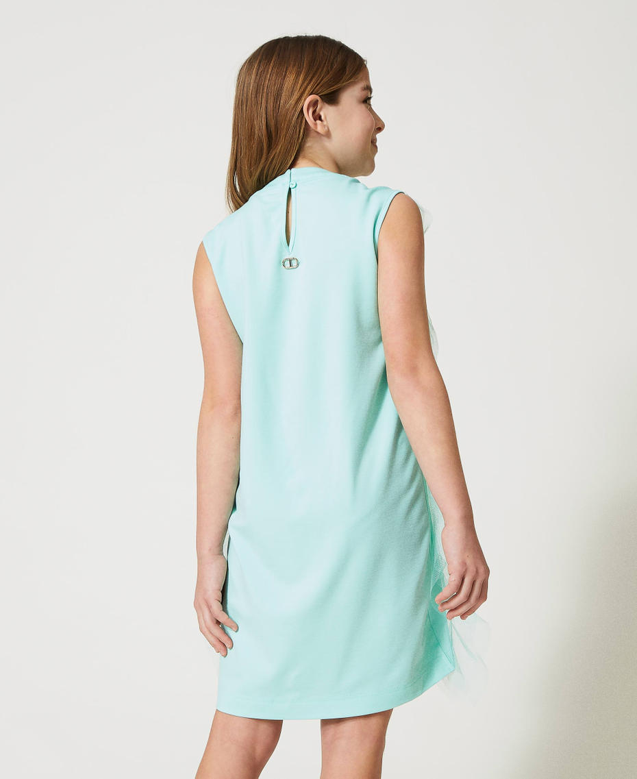 Короткое платье с волнистыми оборками из тюля Молочный мятно-зеленый Девочка 231GJ2Q8A-04