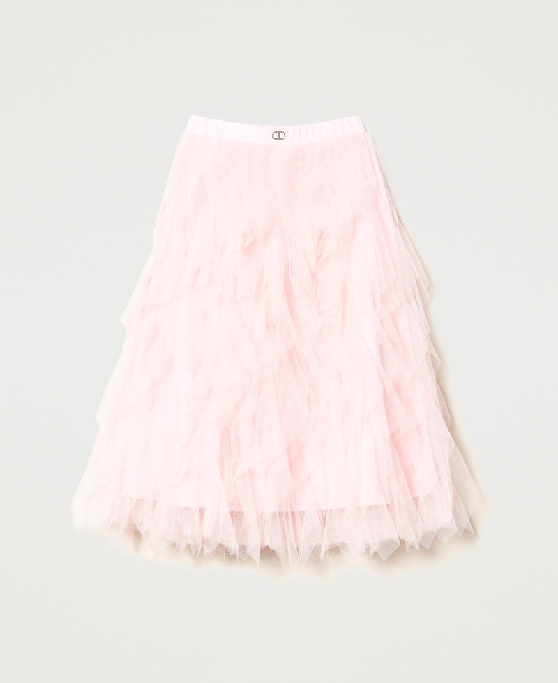 Long skirt with cascading tulle flounces Pastel Pink Girl 231GJ2Q8B-0S