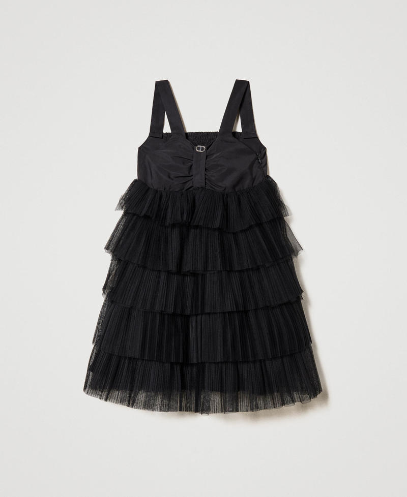 Short flounced pleated tulle dress