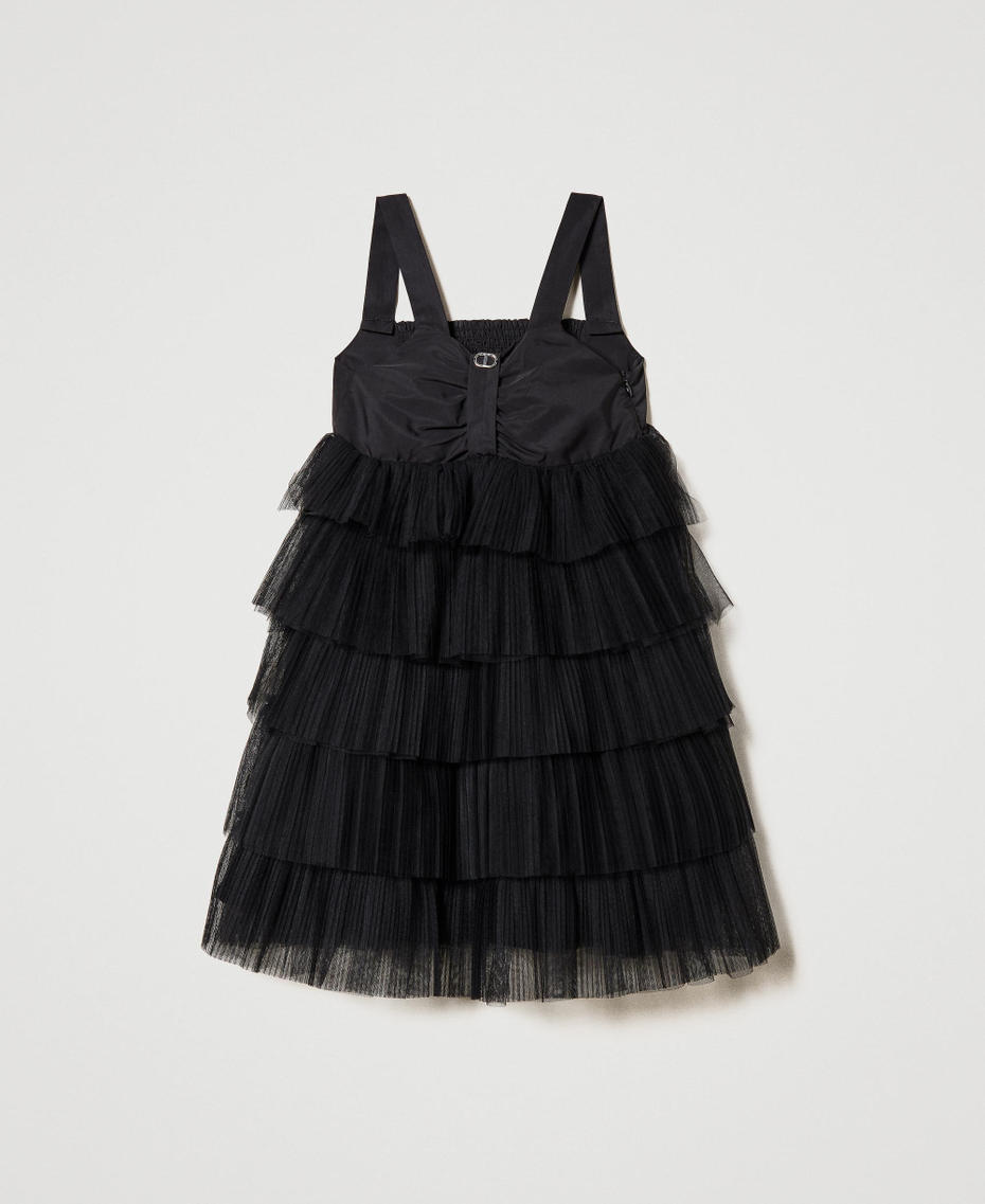 Short flounced pleated tulle dress