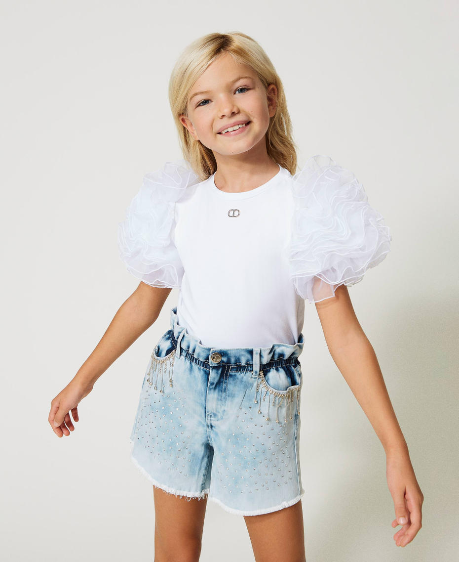 T-shirt with tulle sleeves