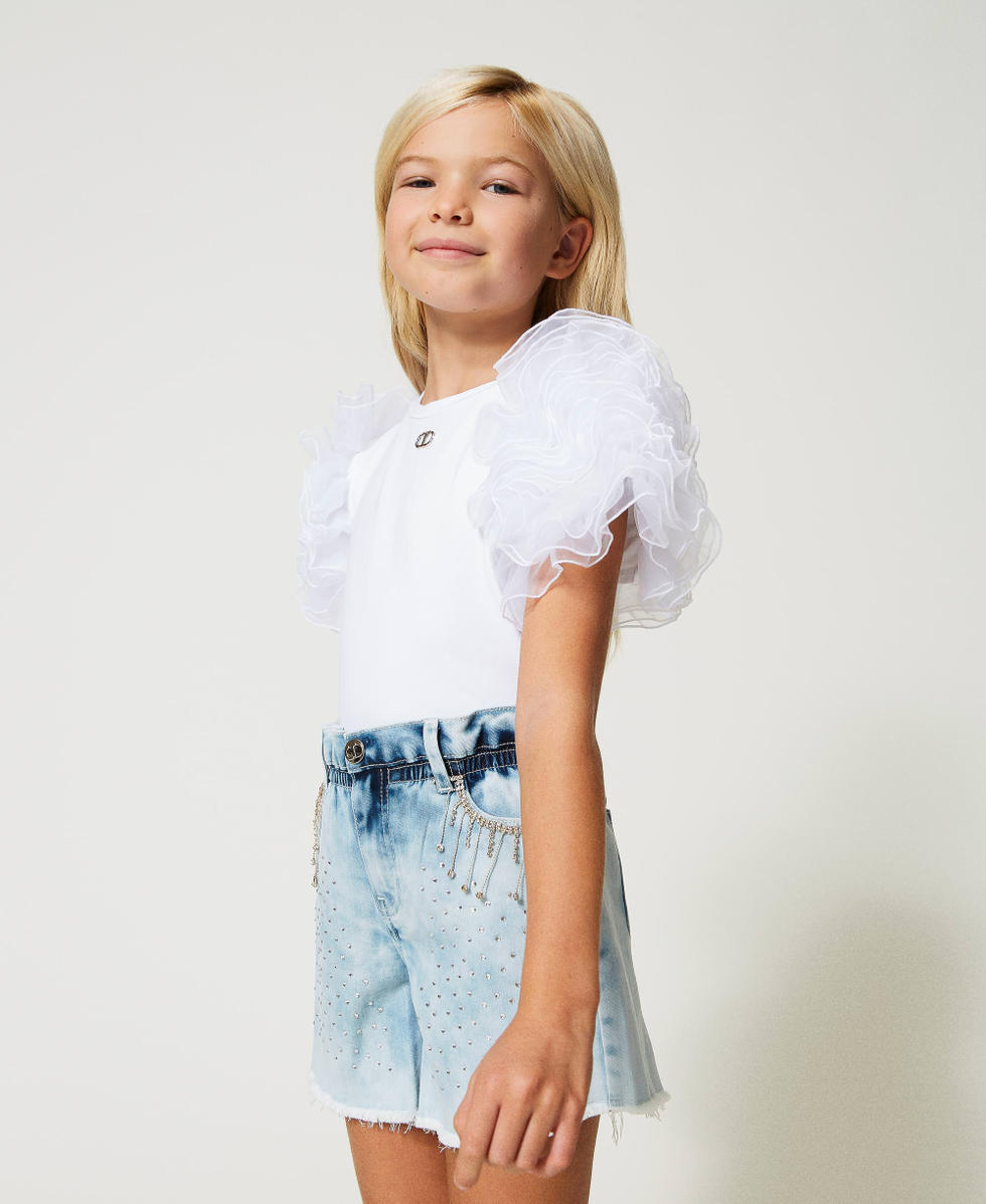 T shirt con maniche in tulle Bambina Bianco TWINSET Milano