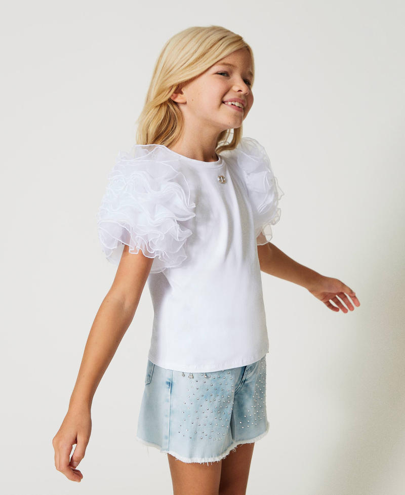 T-shirt with tulle sleeves