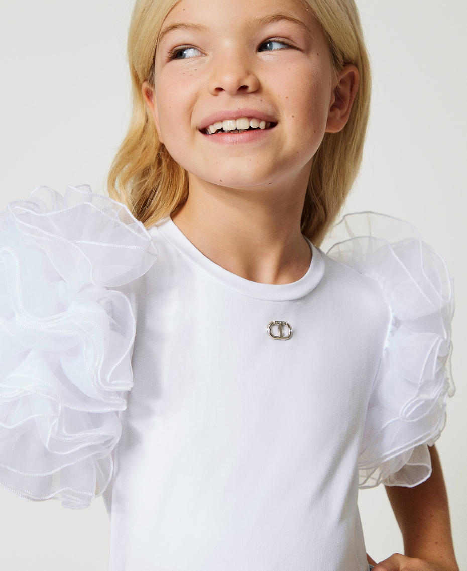T-shirt with tulle sleeves
