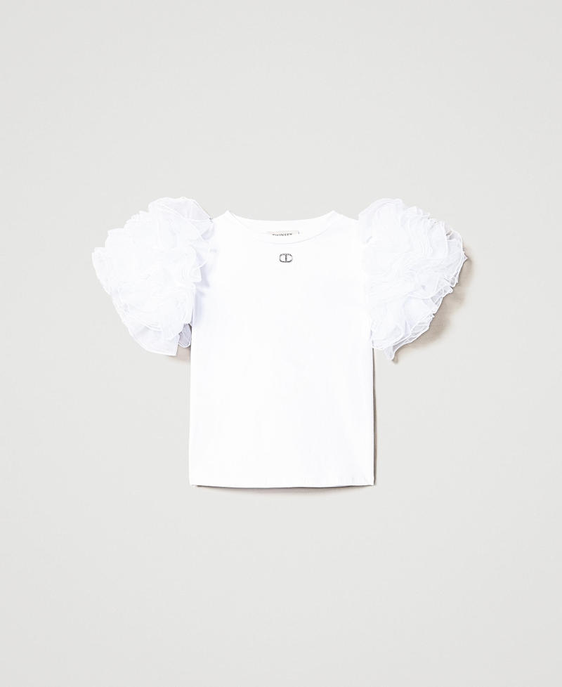 T-shirt with tulle sleeves