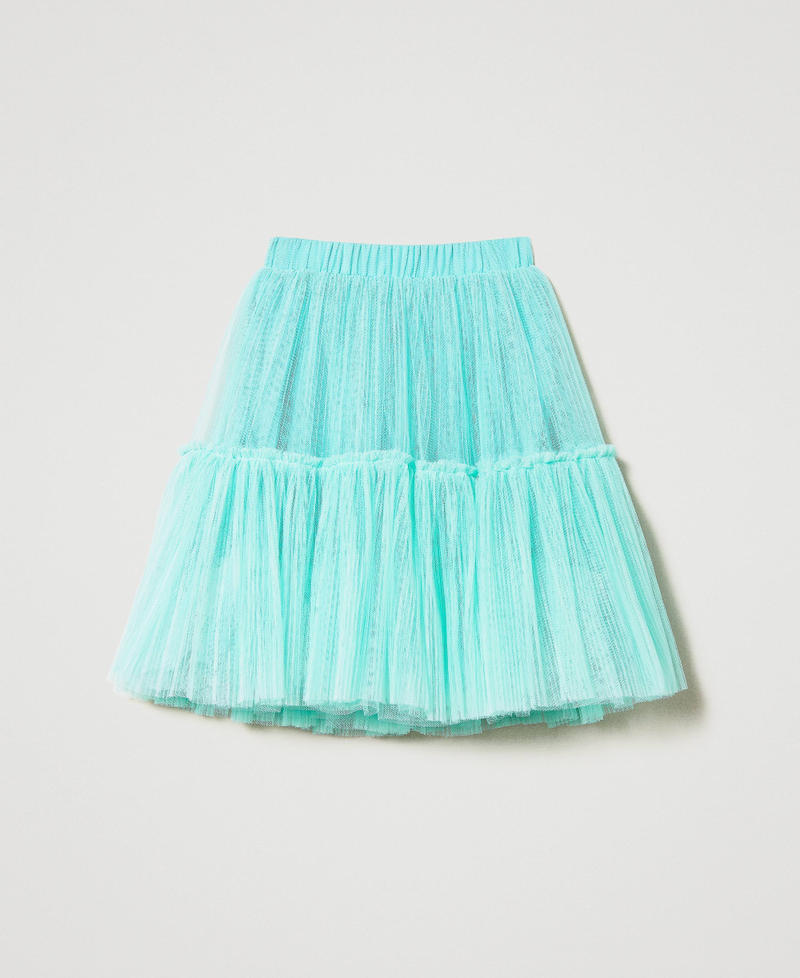Pleated tulle skirt with flounce