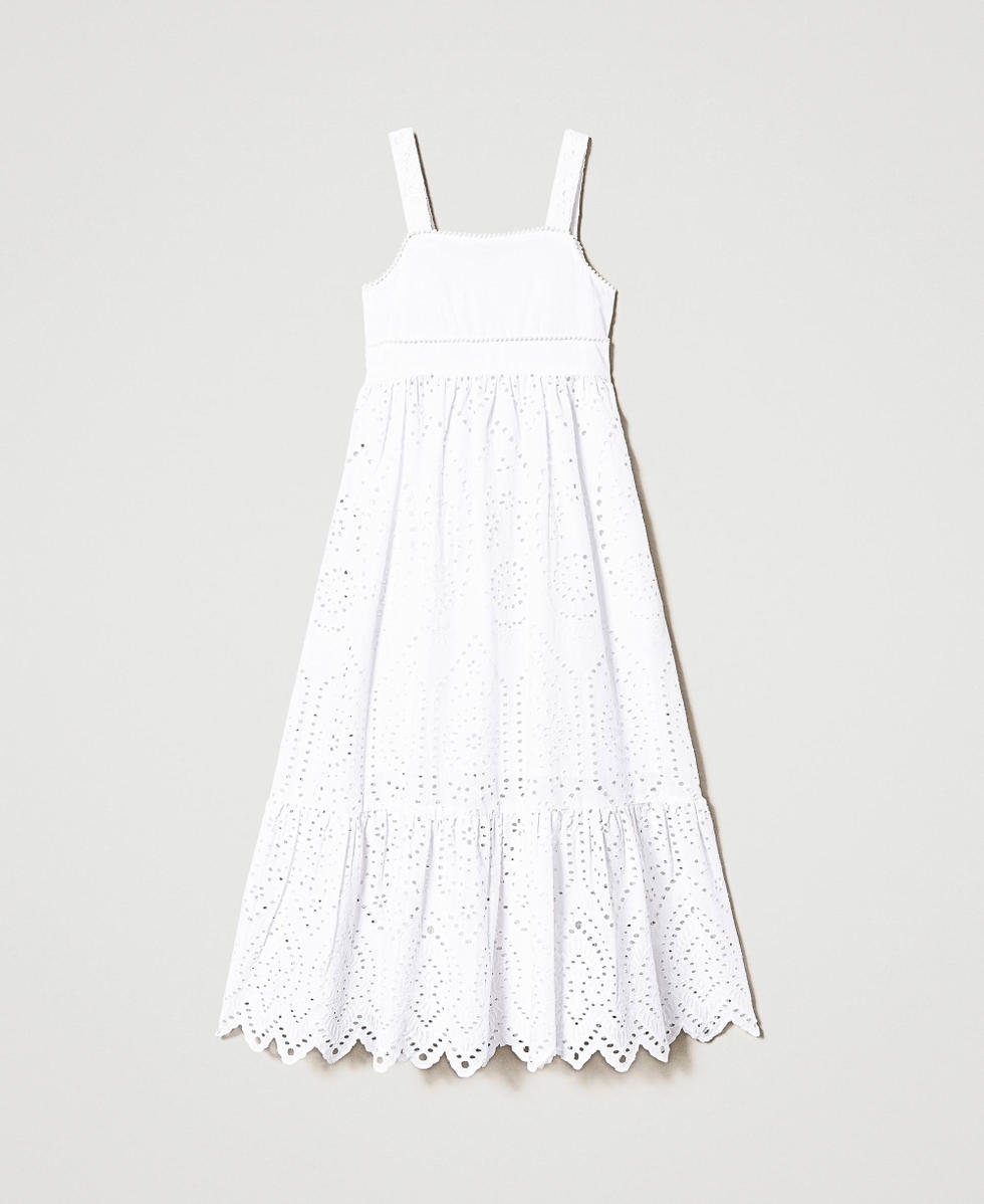 Maxikleid aus Musselin mit Lochstickerei