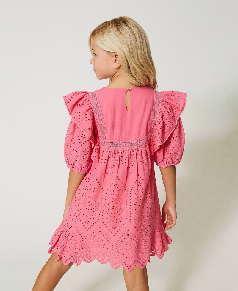 Short muslin dress with broderie anglaise