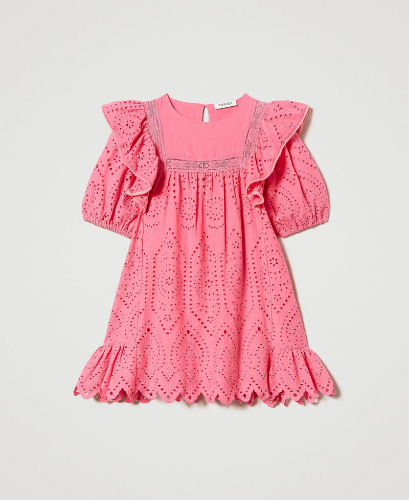 Abito corto in mussola con ricamo sangallo