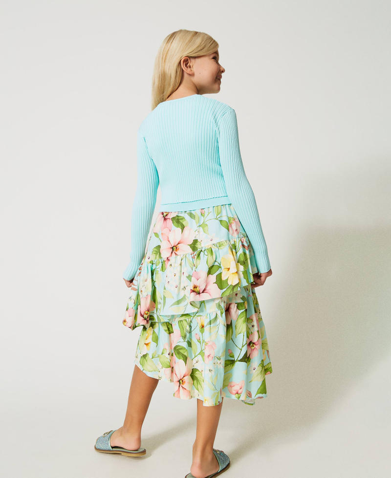 Fitted cardigan with logo brooch