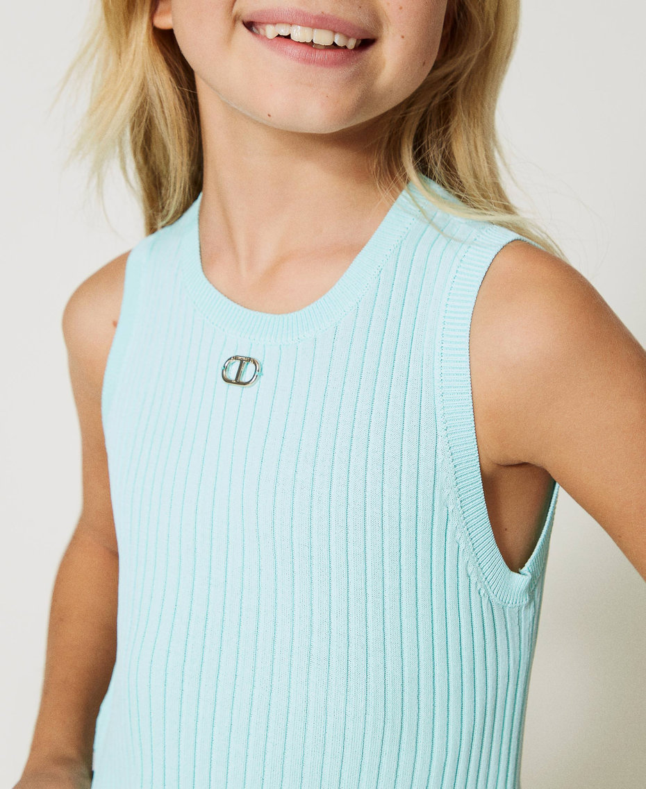 Fitted top with Oval T Milk-Mint Girl 231GJ3405_00114_04