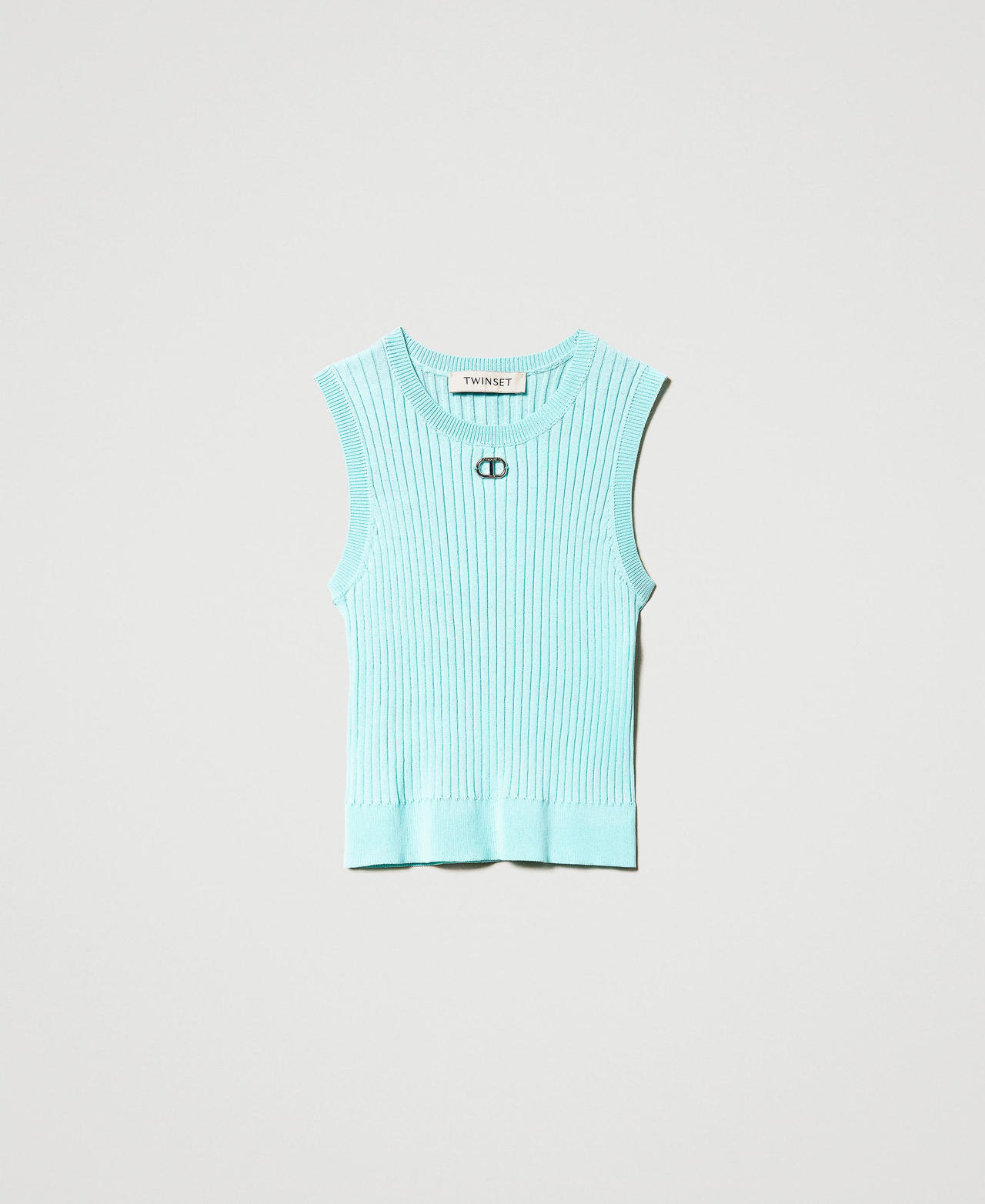 Fitted top with Oval T Milk-Mint Girl 231GJ3405_00114_0S