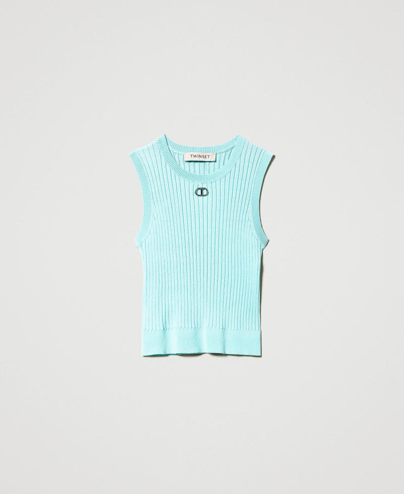 Fitted top with Oval T Milk-Mint Girl 231GJ3405_00114_0S