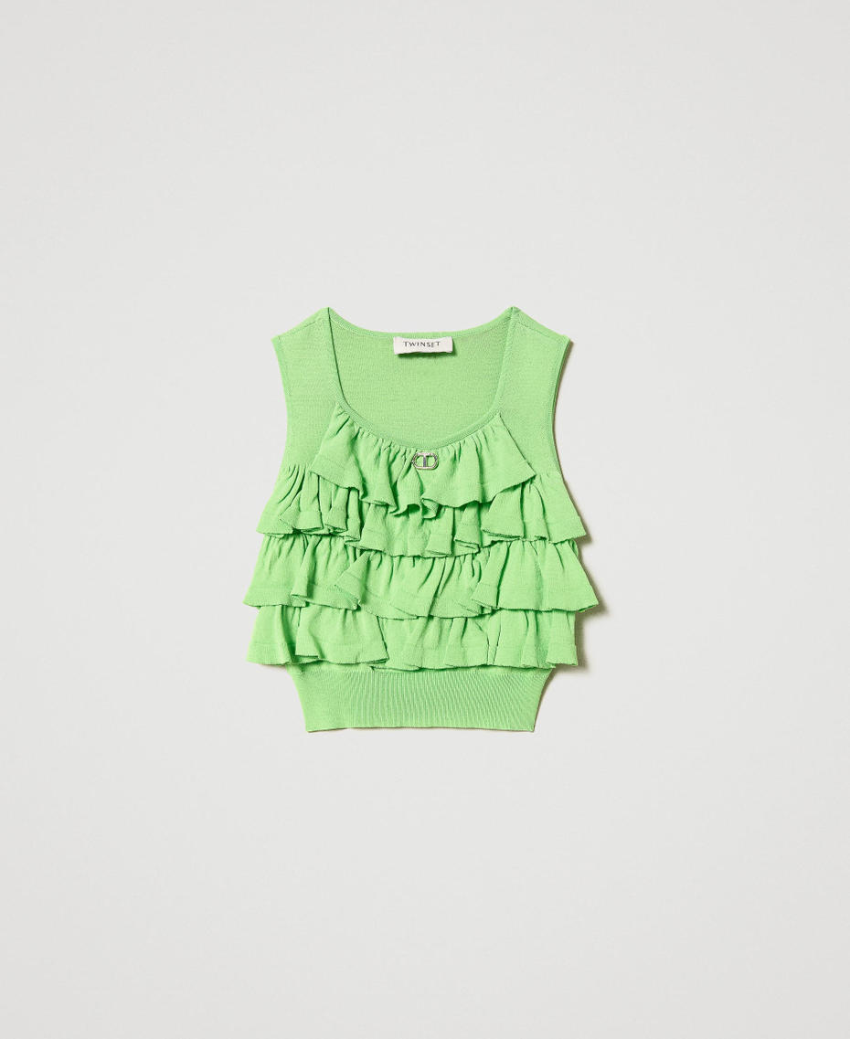 Fitted top with flounces Grass Green Girl 231GJ3412-0S