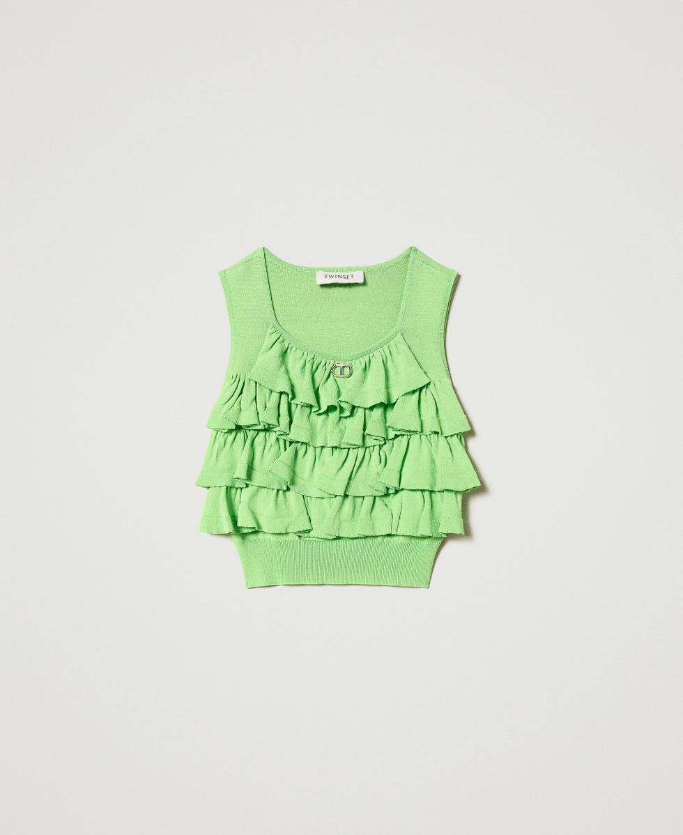 Fitted top with flounces