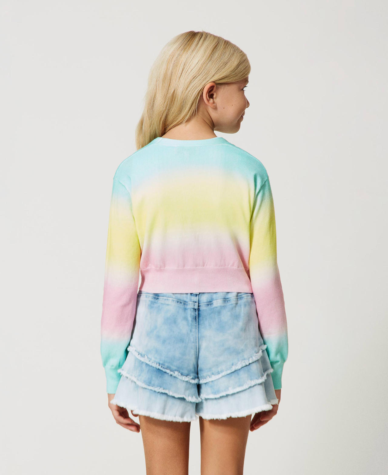 Cardigan with fadeout print Multicolour Minty Milk / Pastel Pink / Lime Green Girl 231GJ3462_10420_03