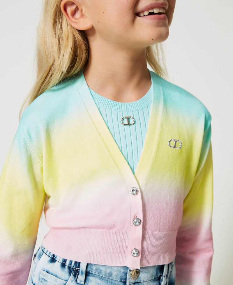 Cardigan with fadeout print Multicolour Minty Milk / Pastel Pink / Lime Green Girl 231GJ3462-04