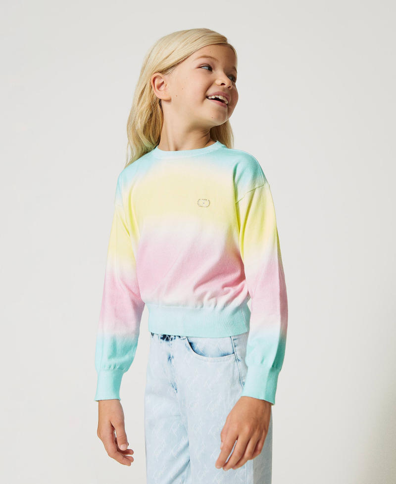 Jumper with fadeout print Multicolour Minty Milk / Pastel Pink / Lime Green Girl 231GJ3463-02