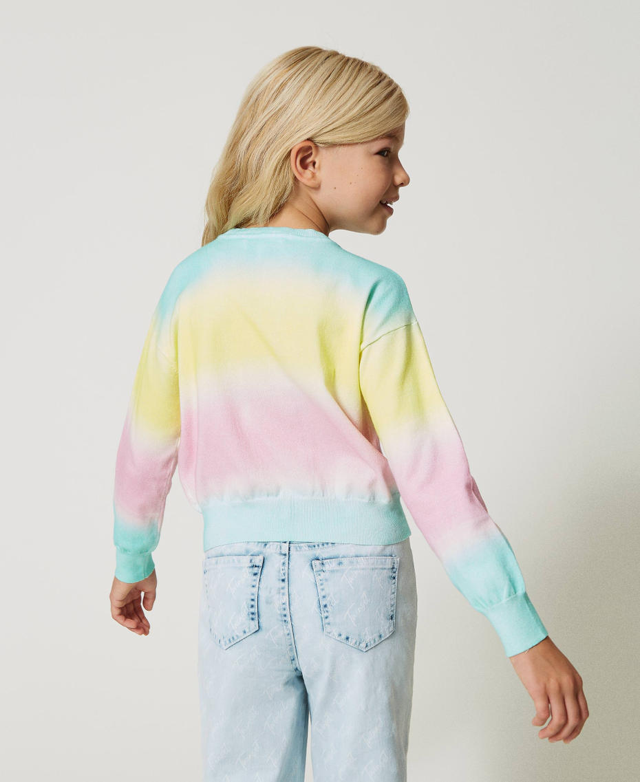 Jumper with fadeout print Multicolour Minty Milk / Pastel Pink / Lime Green Girl 231GJ3463_10420_03