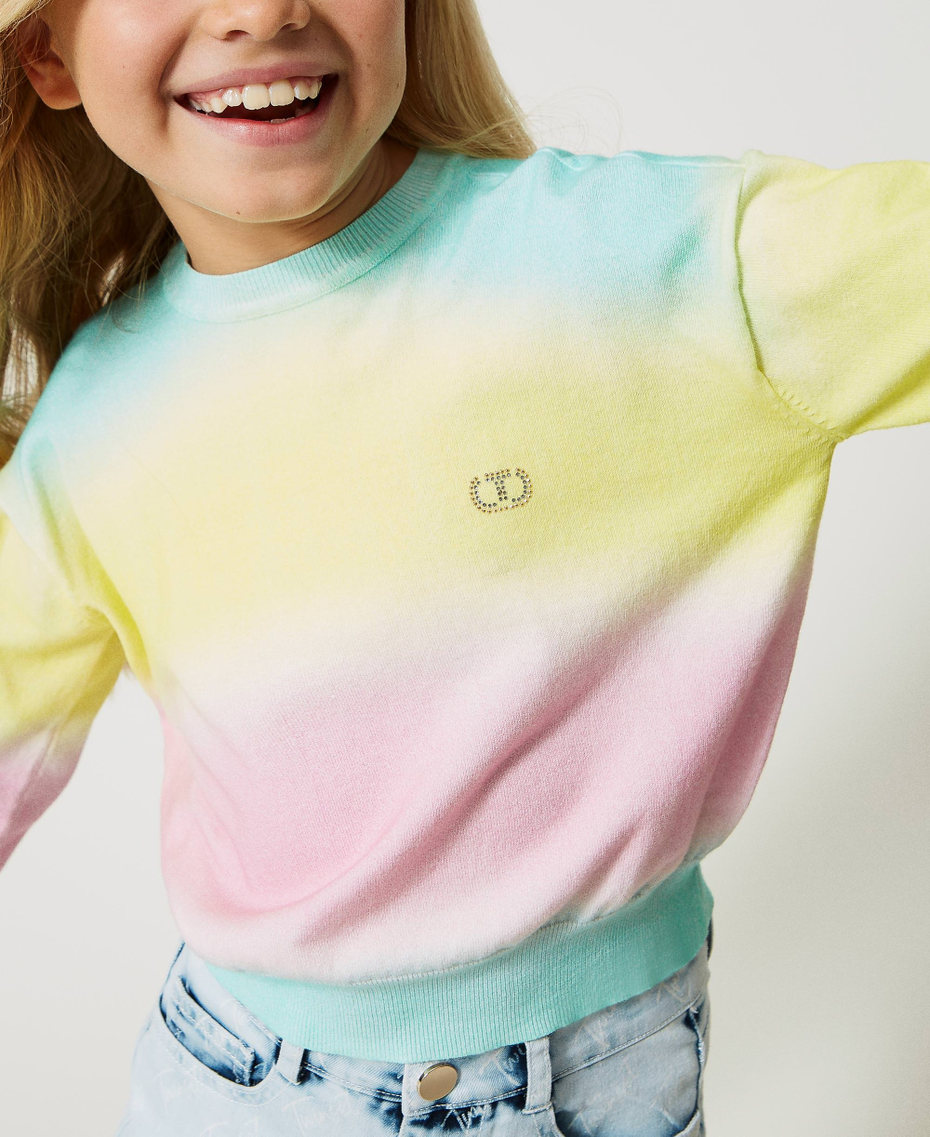 Jumper with fadeout print Multicolour Minty Milk / Pastel Pink / Lime Green Girl 231GJ3463_10420_04