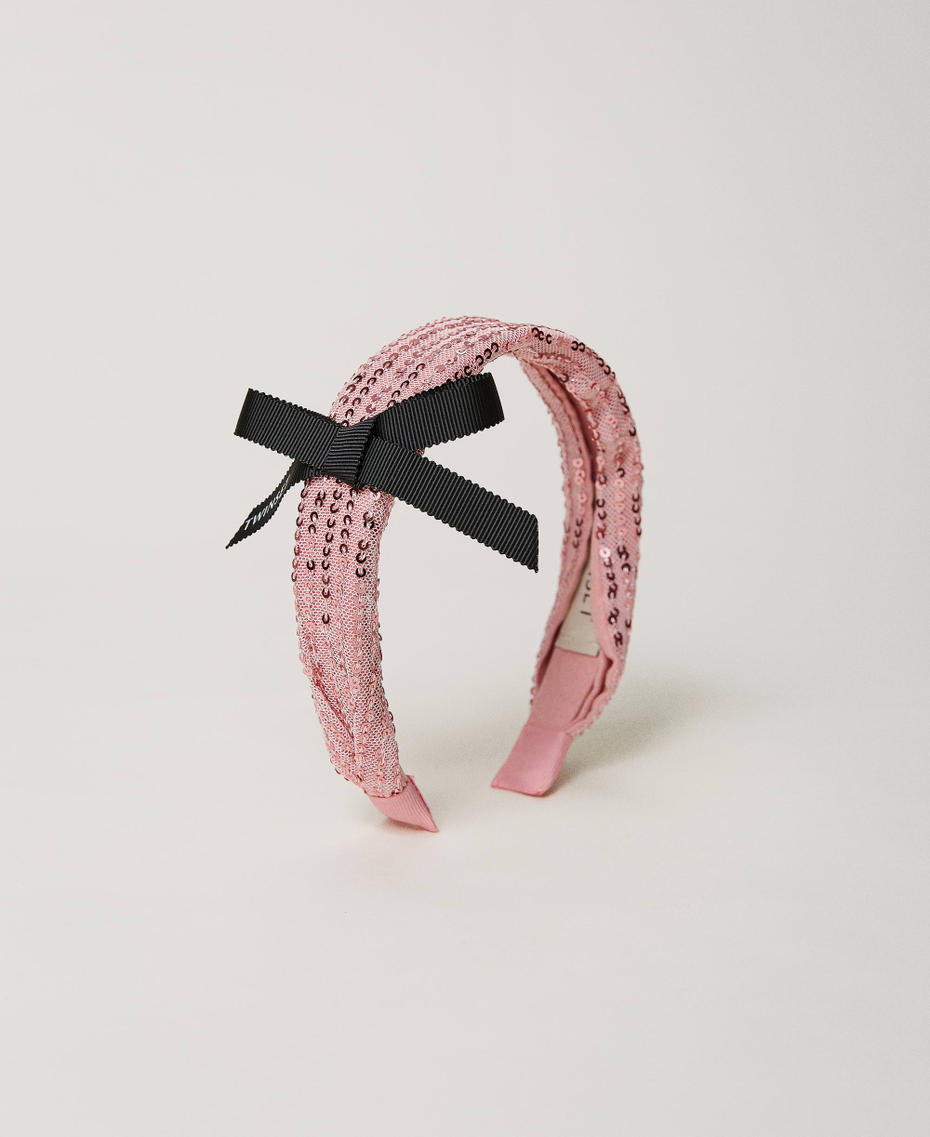 Headband with sequins and logo Pastel Pink Girl 231GJ4740_10375_01