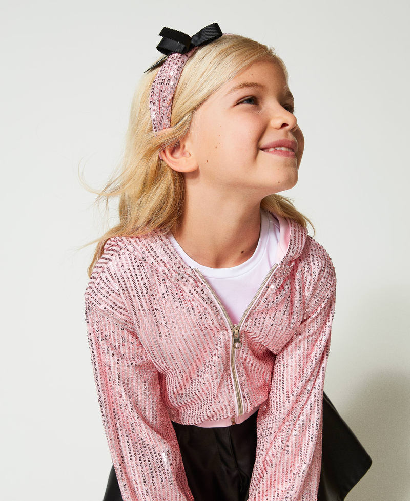Headband with sequins and logo Pastel Pink Girl 231GJ4740_10375_0S