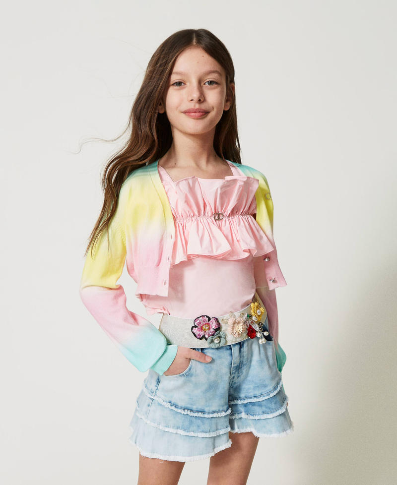 Belt with multicolour flowers