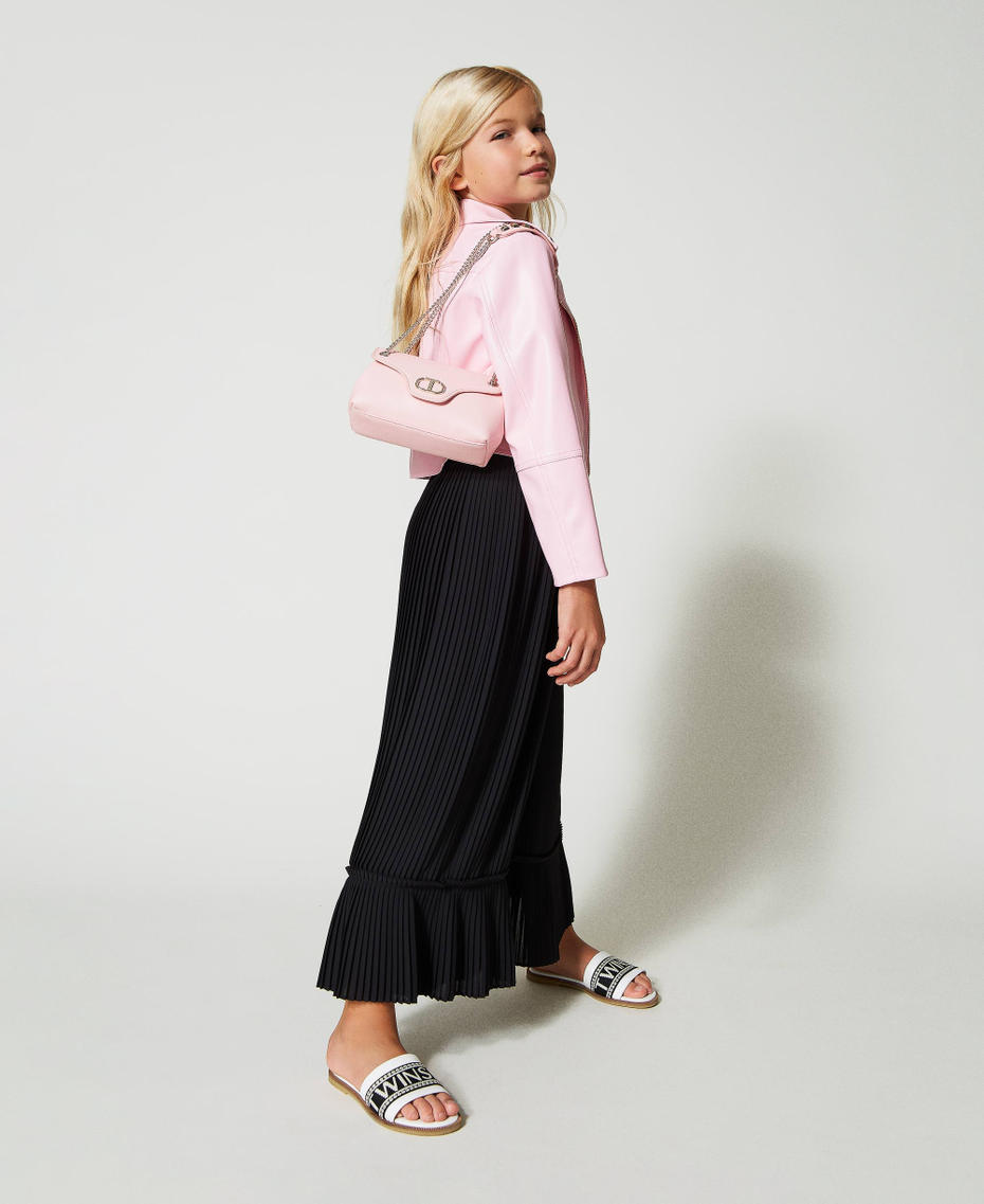 Shoulder bag with logo and studs