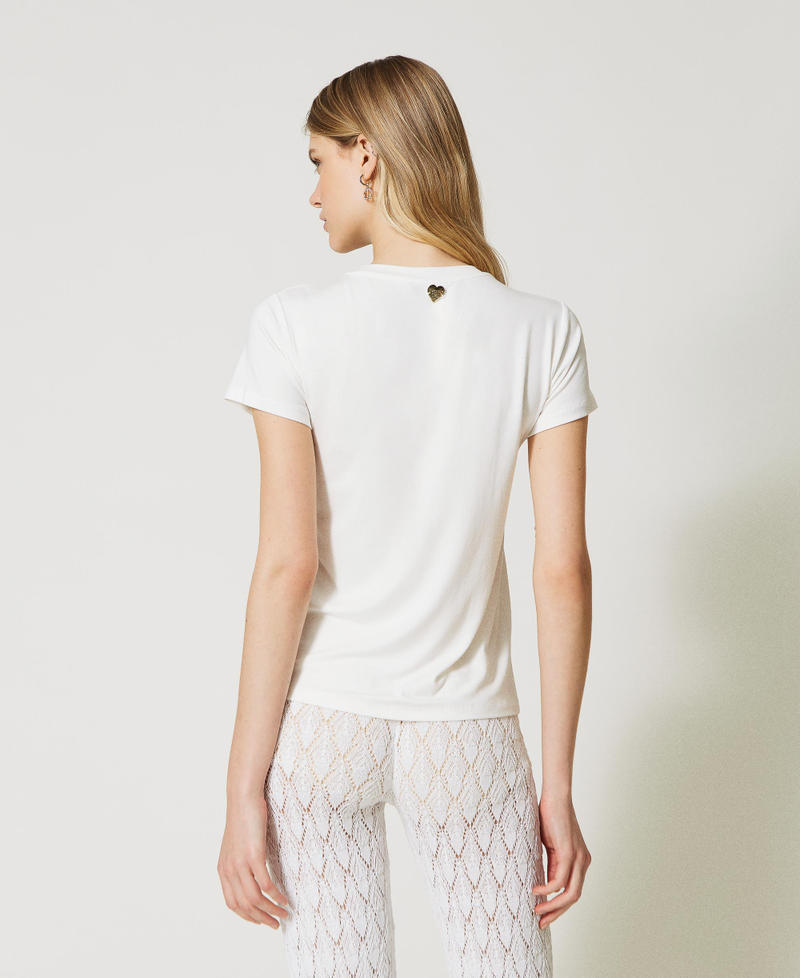 T-shirt con ricamo di paillettes Star White Donna 231LB21BB-03