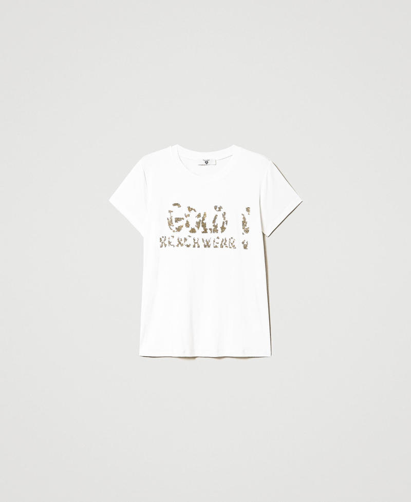T-shirt con ricamo di paillettes Star White Donna 231LB21BB-0S