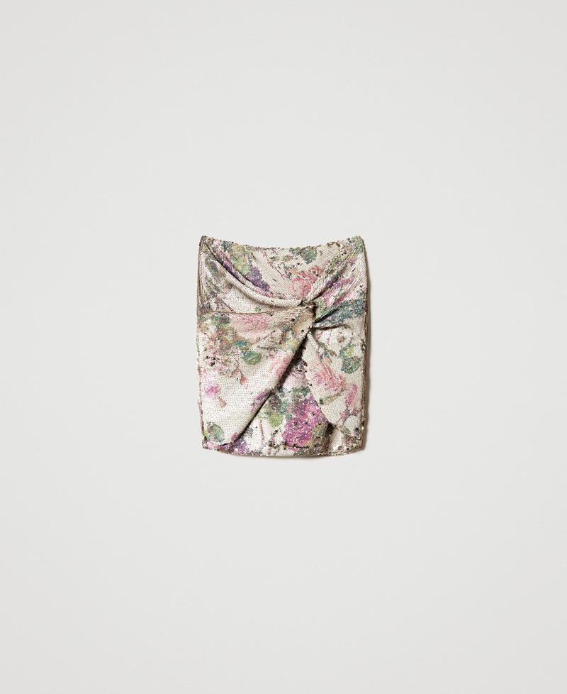 Mini-jupe entièrement ornée de sequins floraux