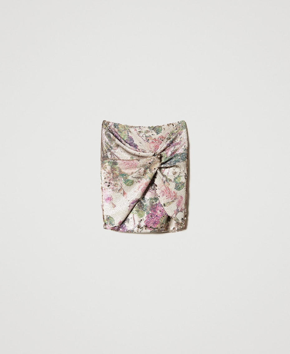 Mini-jupe entièrement ornée de sequins floraux Imprimé Roses Sequins Femme 231LB23BB-0S