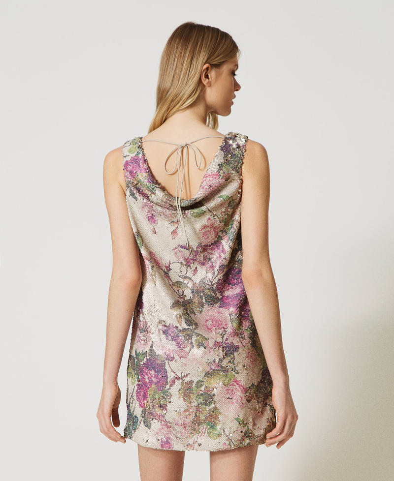 Full sequin floral dress Sequin Rose Print Woman 231LB23CC-03