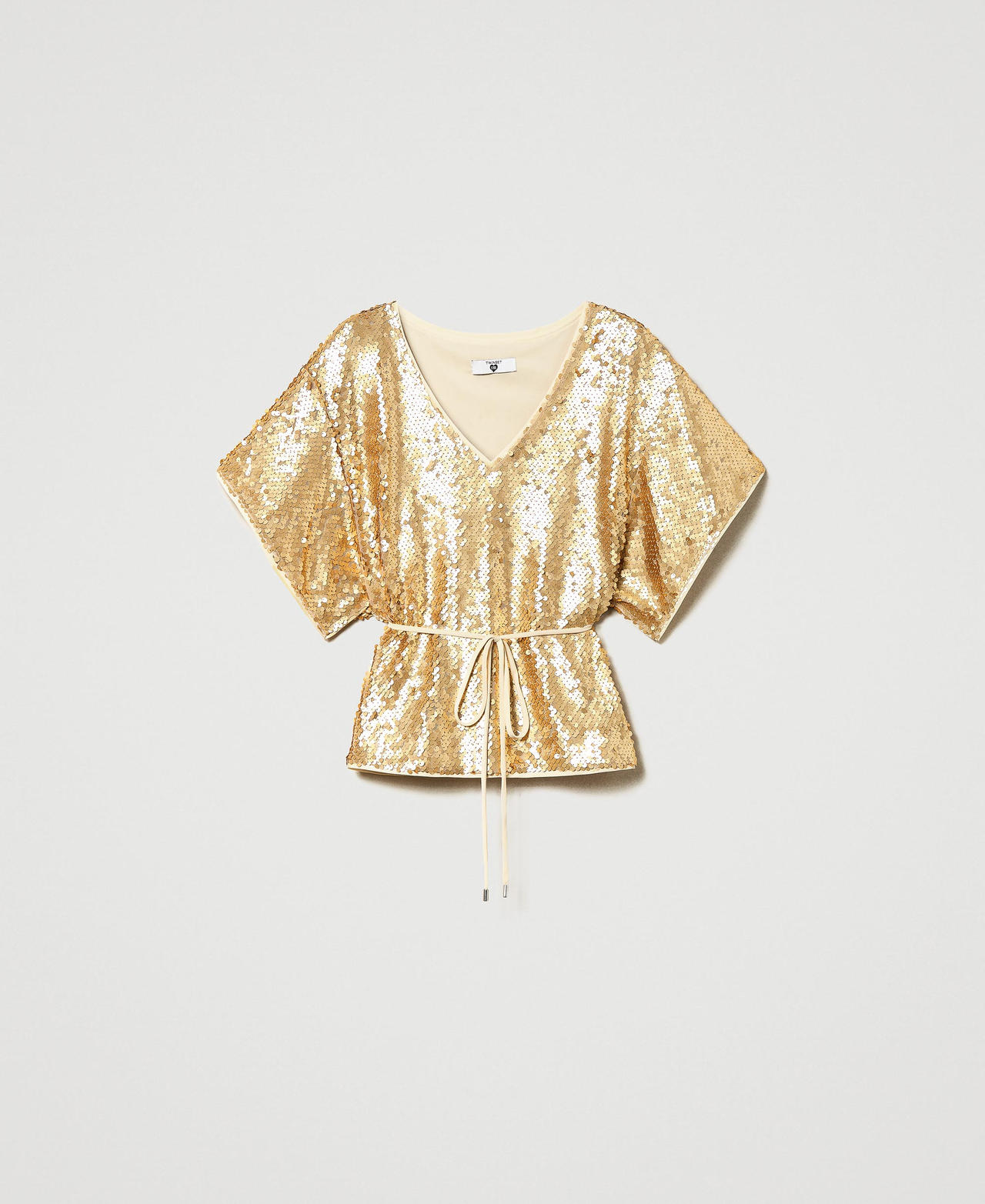 Full sequin blouse Pale Gold Woman 231LB24AA_10313_0S