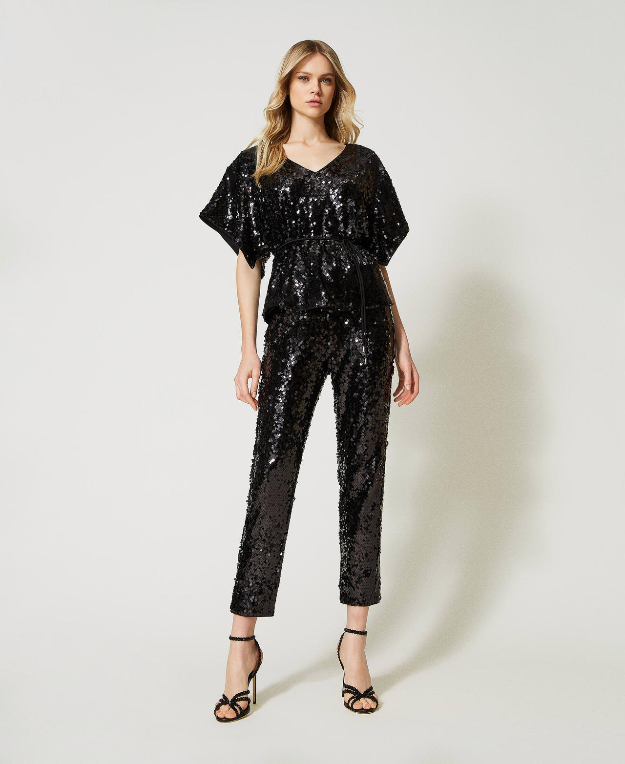 Pantaloni in full paillettes Donna Nero TWINSET Milano