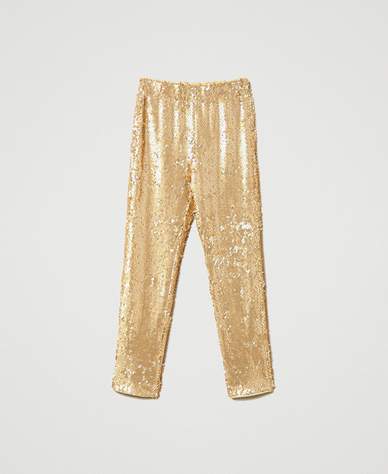 Pantaloni in full paillettes Oro Chiaro Donna 231LB24BB-0S