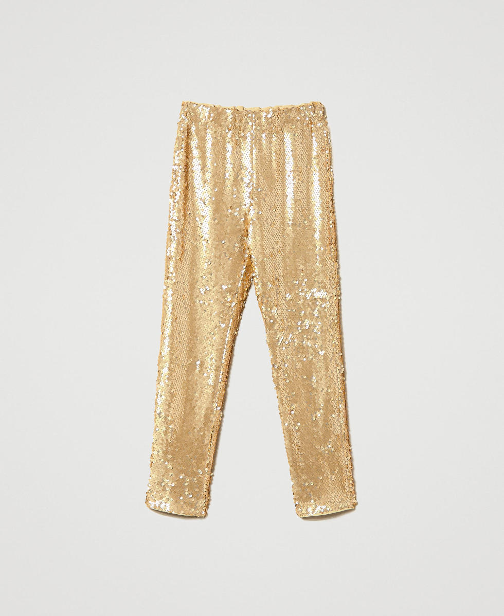 Hose mit Allover-Pailletten Frau, Gold