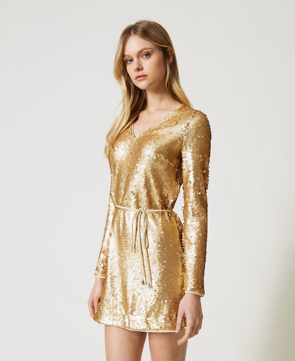 Abito corto in full paillettes Donna Oro TWINSET Milano