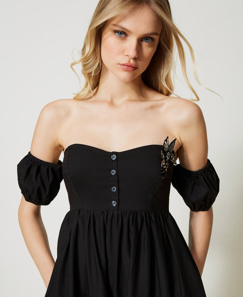 Abito lungo in popeline con bustino Donna Nero TWINSET Milano