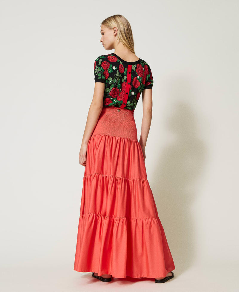 2-in-1-Kleid aus Popeline Flamingorosa Frau 231LB2ACC-03