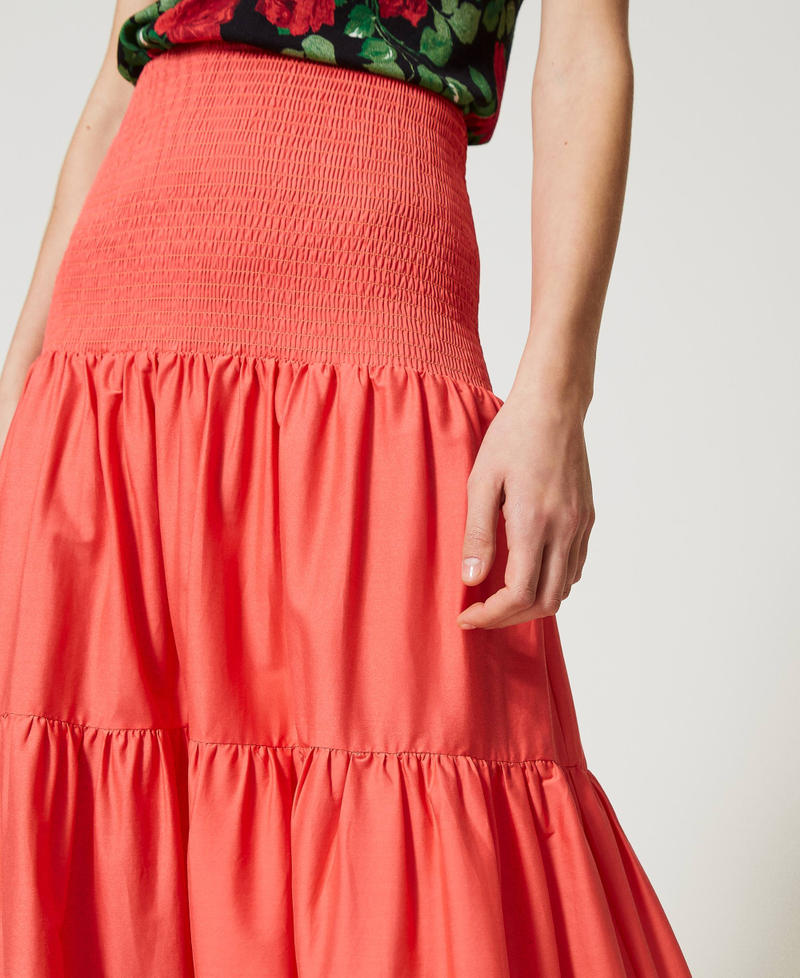 2-in-1-Kleid aus Popeline Flamingorosa Frau 231LB2ACC-04