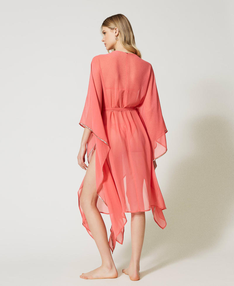 Платье-кафтан из жоржета с вышивкой Розовый "Фламинго" женщина 231LB2CCC-03