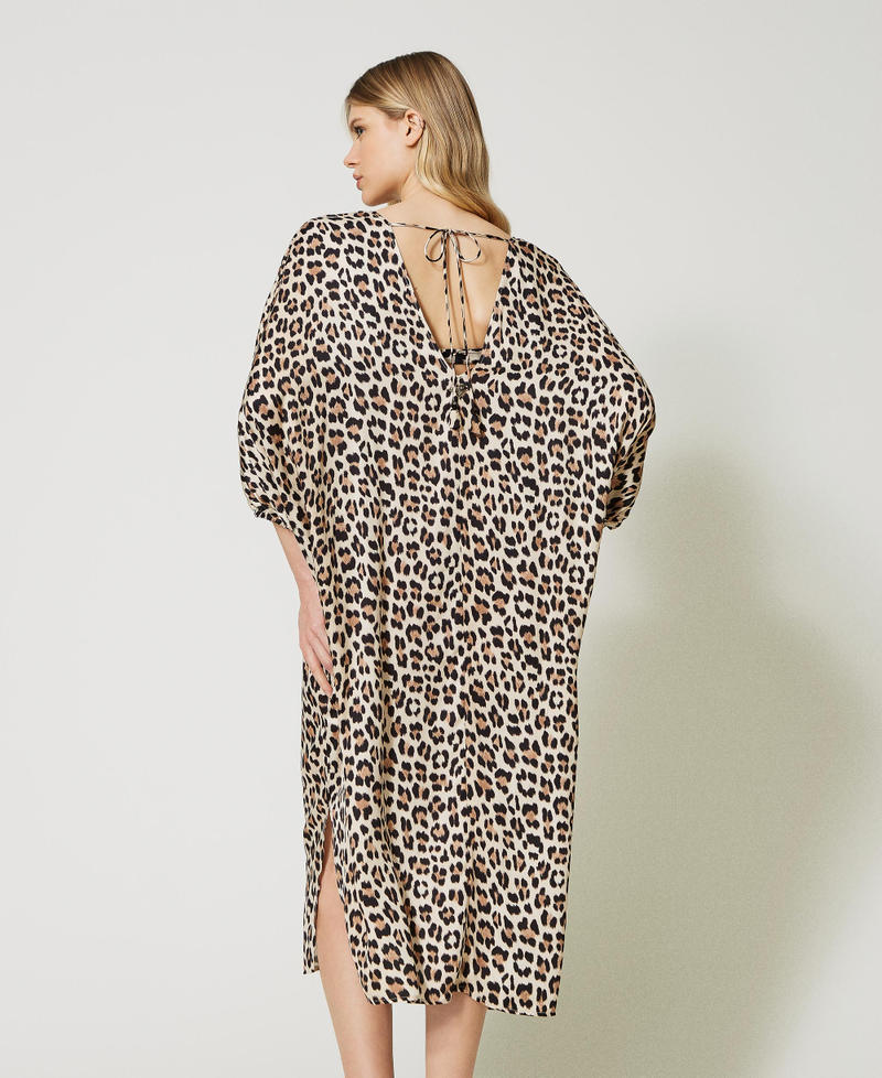Caftán de raso animal print Estampado Leopardo Natural Mujer 231LB2DGG-03