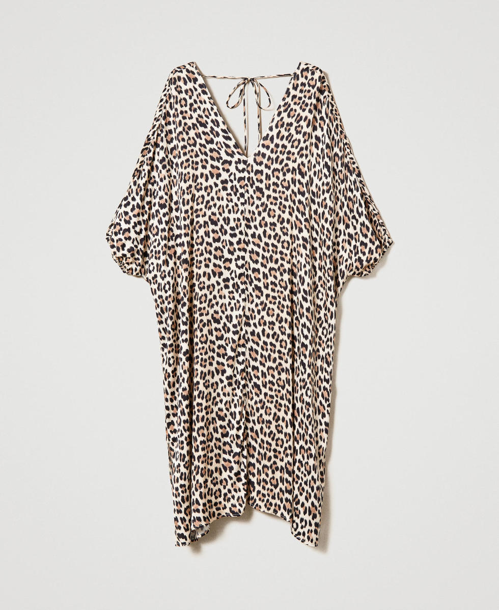 Kaftan aus Satin mit Animaldessin