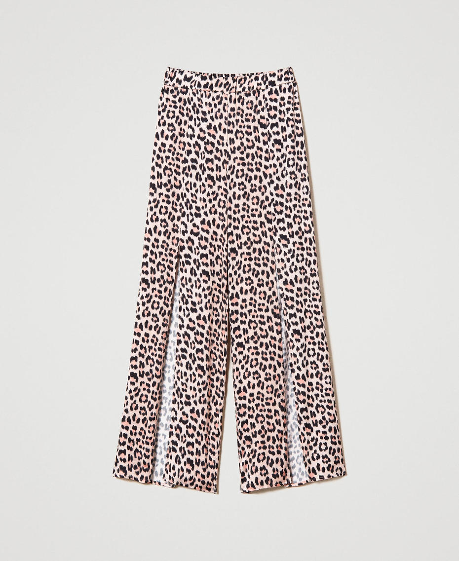 Animal print satin trousers