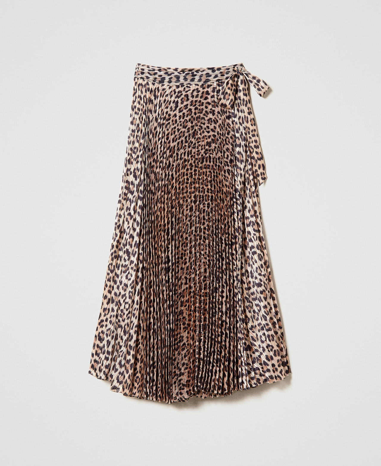 Falda larga de georgette con lúrex Estampado Leopardo Natural Mujer 231LB2DTT-0S